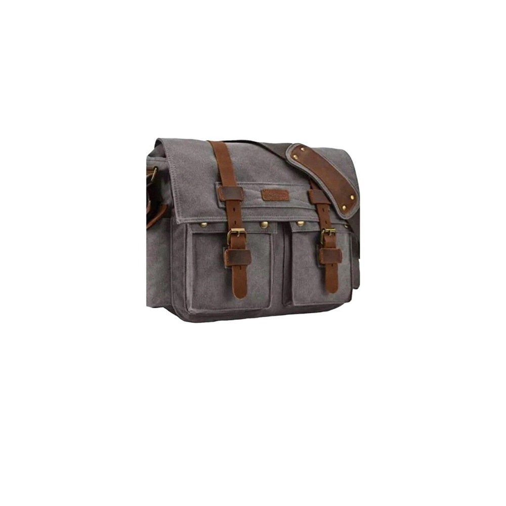 Kattee Military Messanger Bag Canvas Leather Shoulder Bag Camera  Laptop Weekend